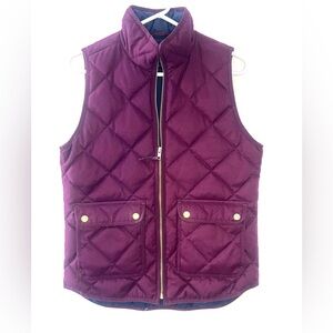 J Crew Quilted Excursion Vest, XS, Deep Burgundy